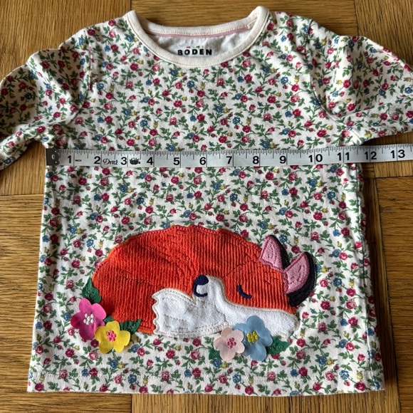 Mini Boden Size 3-4 Years Girls Kids Shirt Fox Floral Long Sleeve - Picture 5 of 6